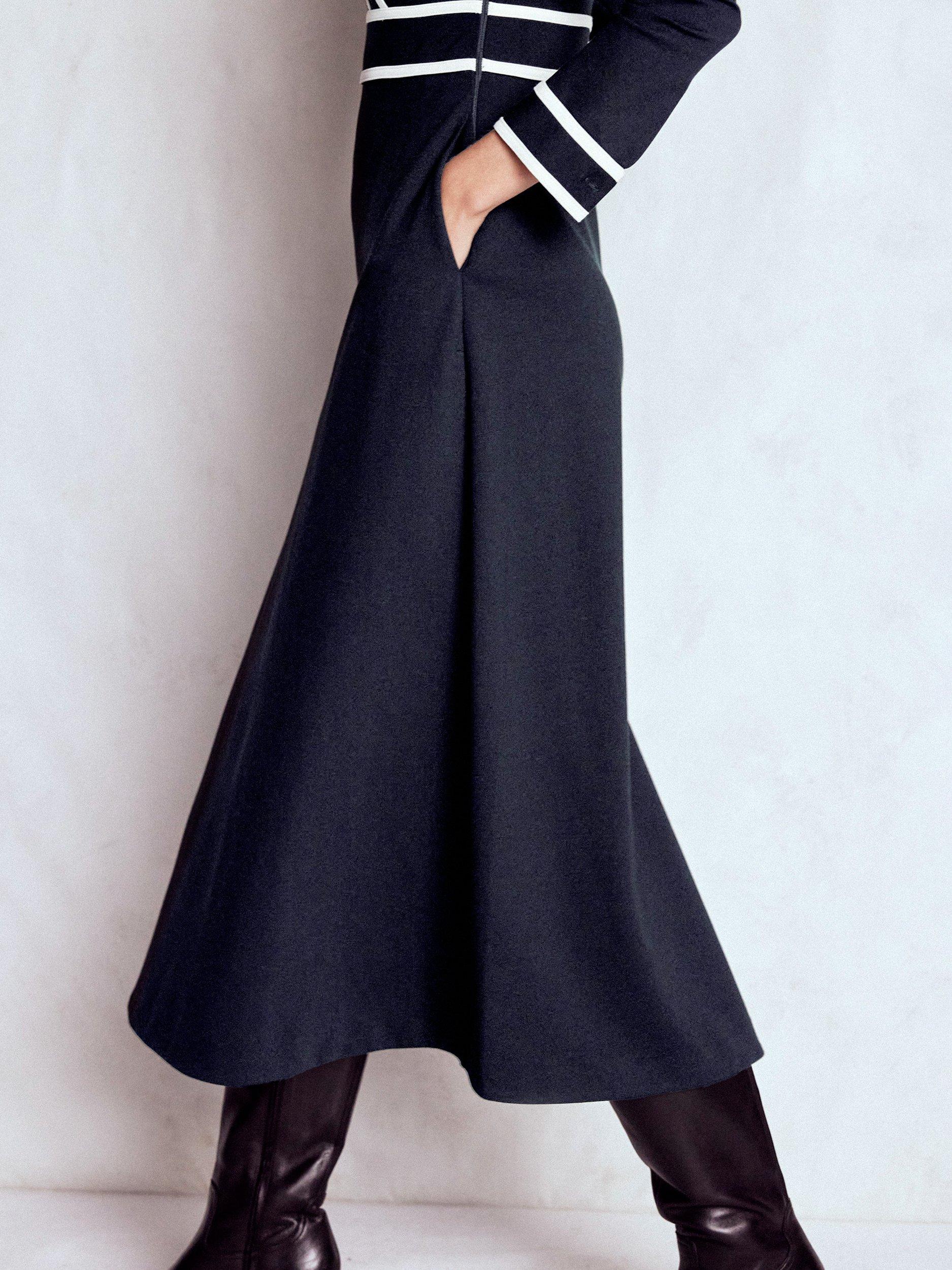 Product image 4 of 6, which shows Boden Contrast Ponte Midi Dress, Navy, 8