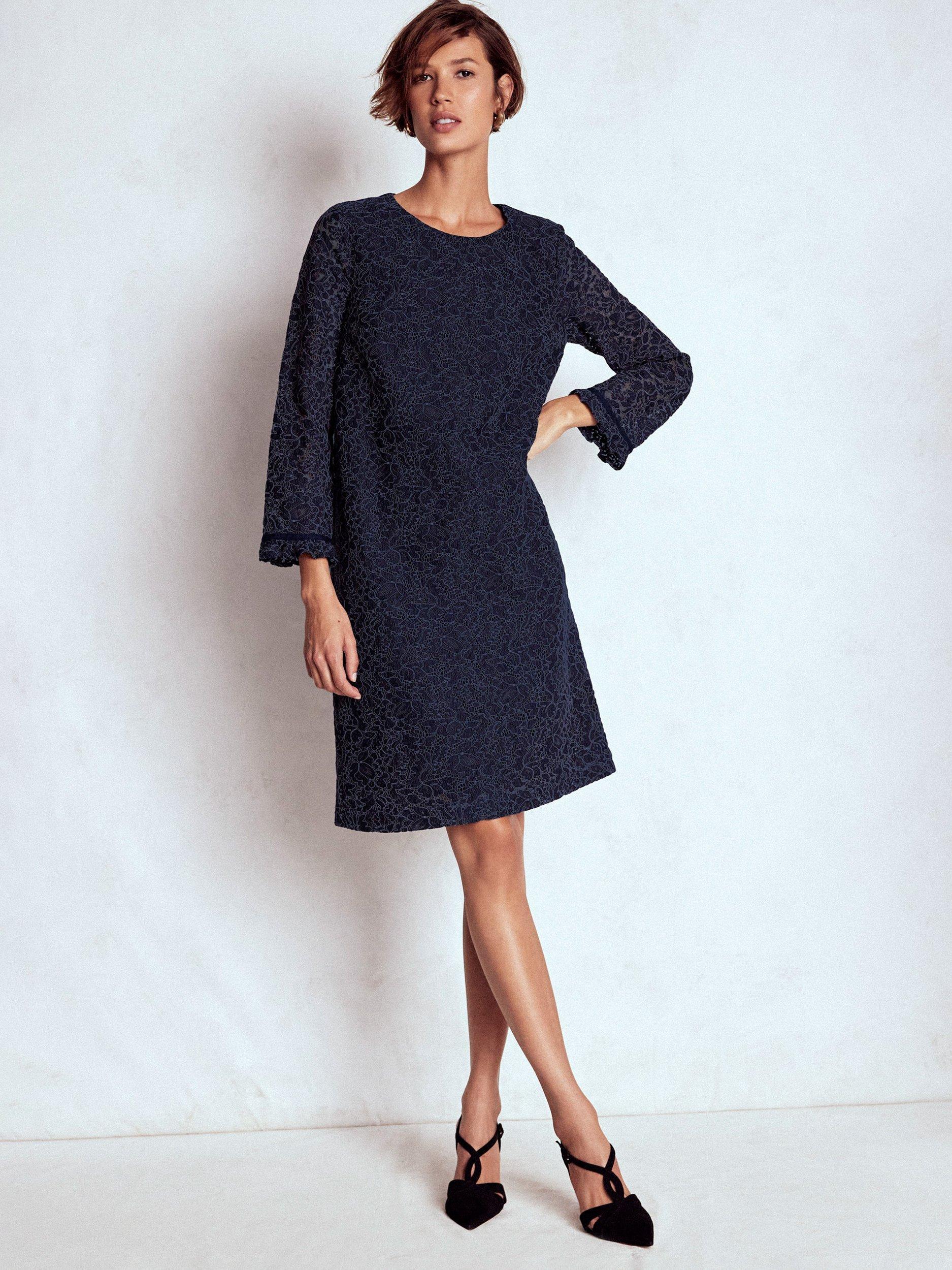 Product image 1 of 5, which shows Boden Floral Lace Mini Dress, Navy, 8