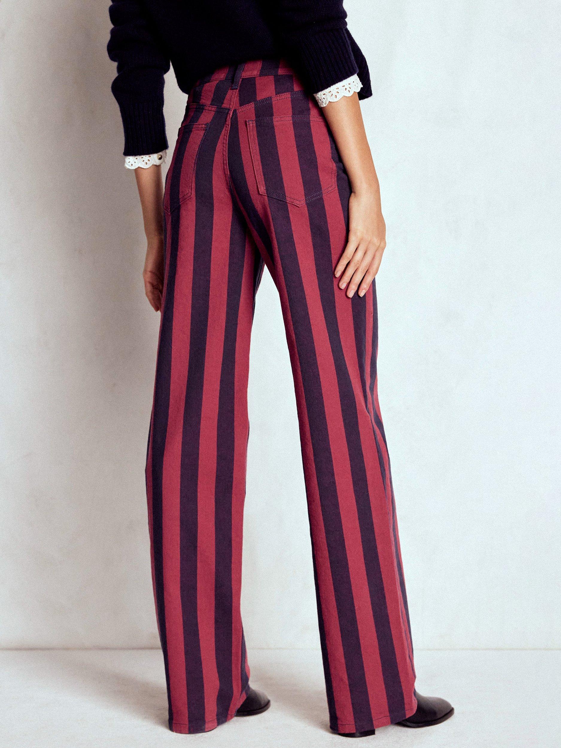 Product image 3 of 6, which shows Boden High Rise Stripe Column Jeans, Red/Navy, 27R