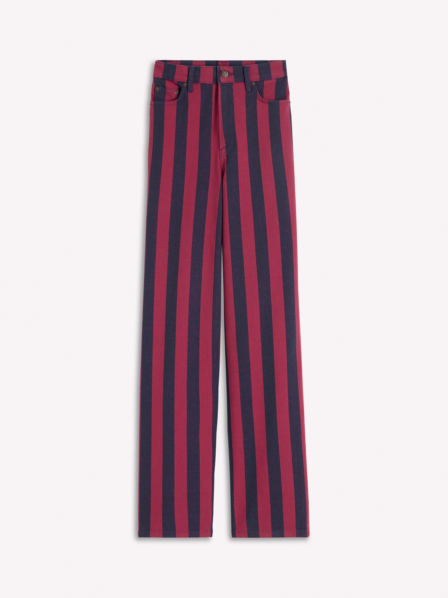 Product image 6 of 6, which shows Boden High Rise Stripe Column Jeans, Red/Navy, 27R