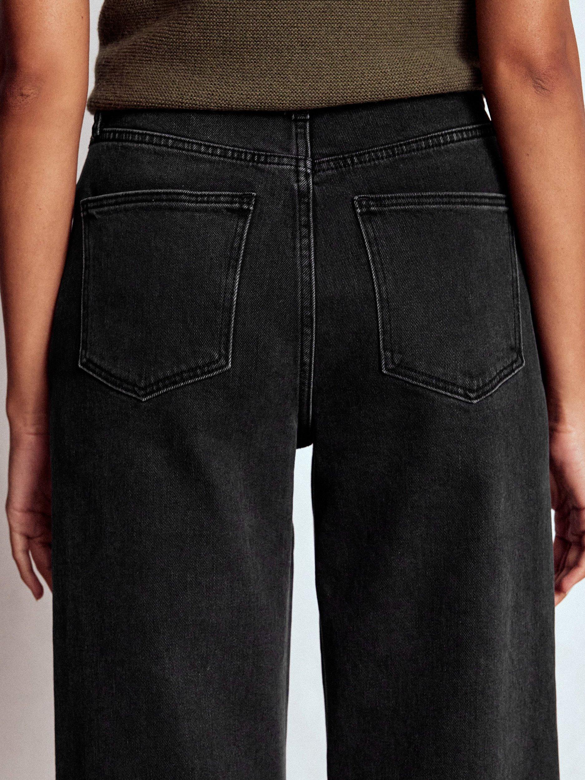 Product image 2 of 6, which shows Boden Mid Rise Straight Jeans, Washed Black, 27R