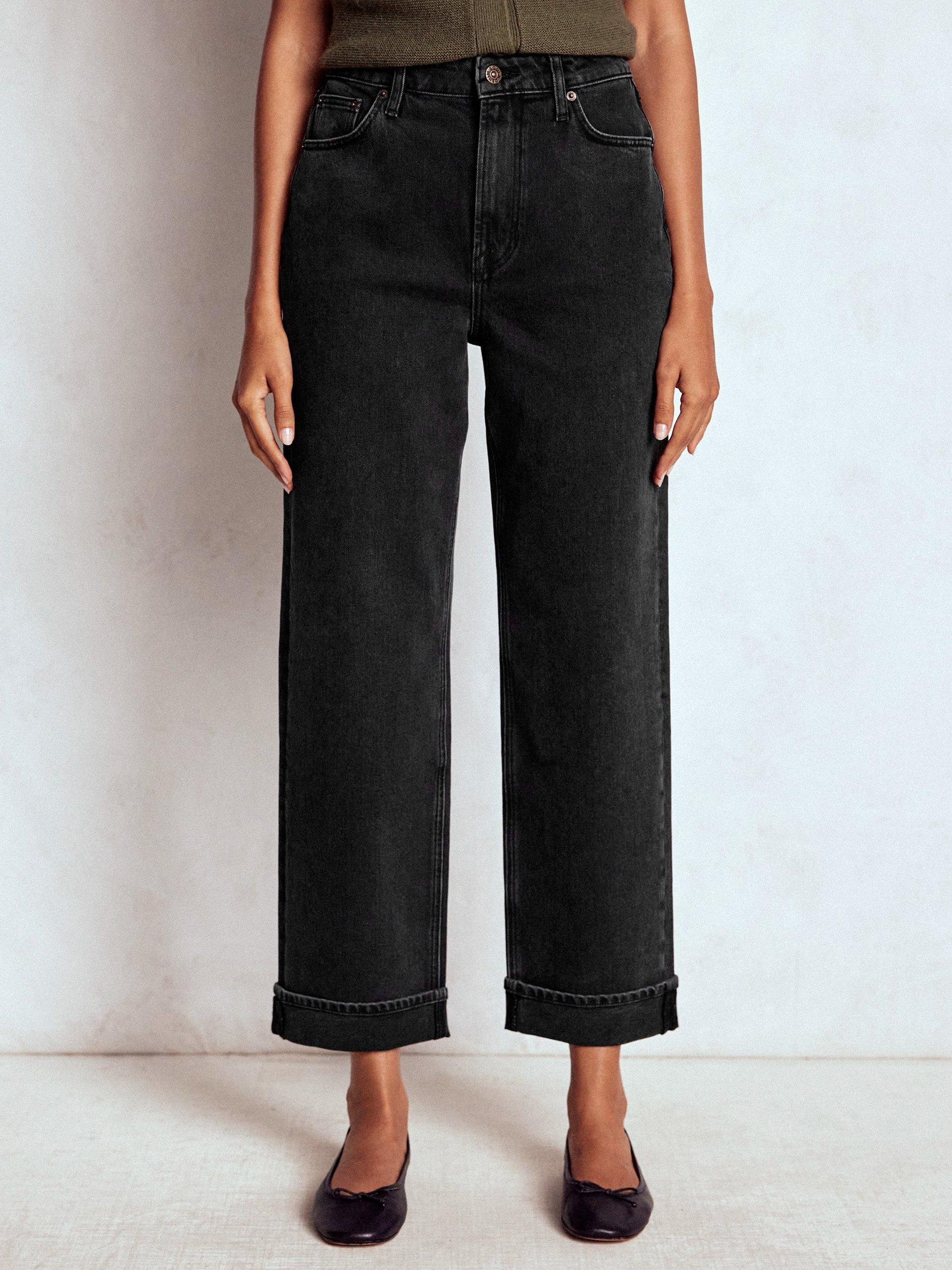 Product image 4 of 6, which shows Boden Mid Rise Straight Jeans, Washed Black, 27R