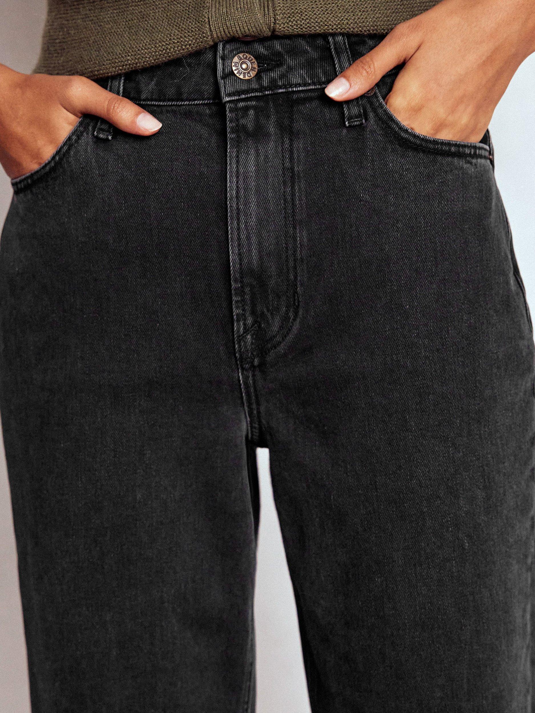 Product image 5 of 6, which shows Boden Mid Rise Straight Jeans, Washed Black, 27R