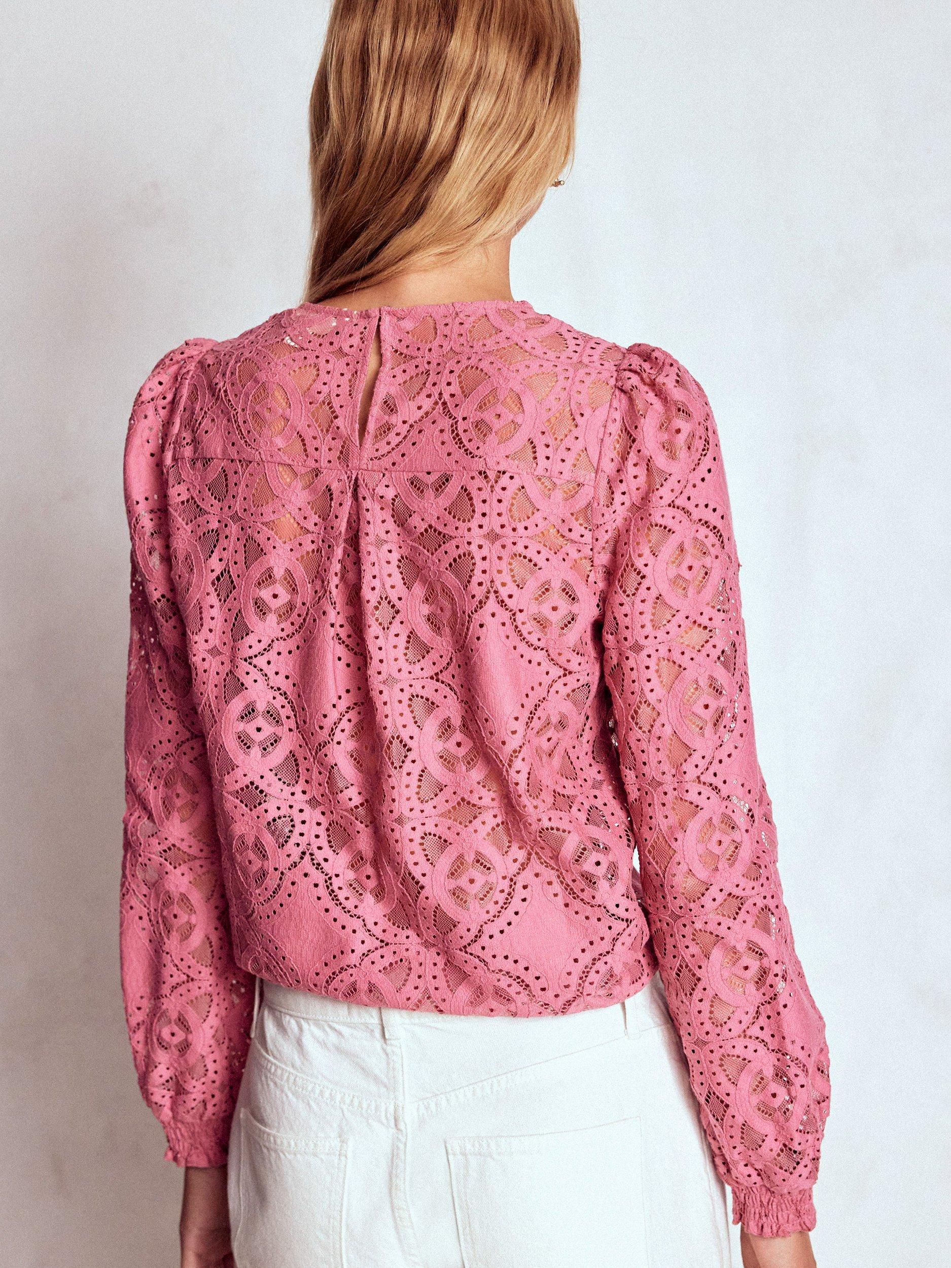 Product image 4 of 5, which shows Boden Lace Crew Neck Top, Heather Rose, 12