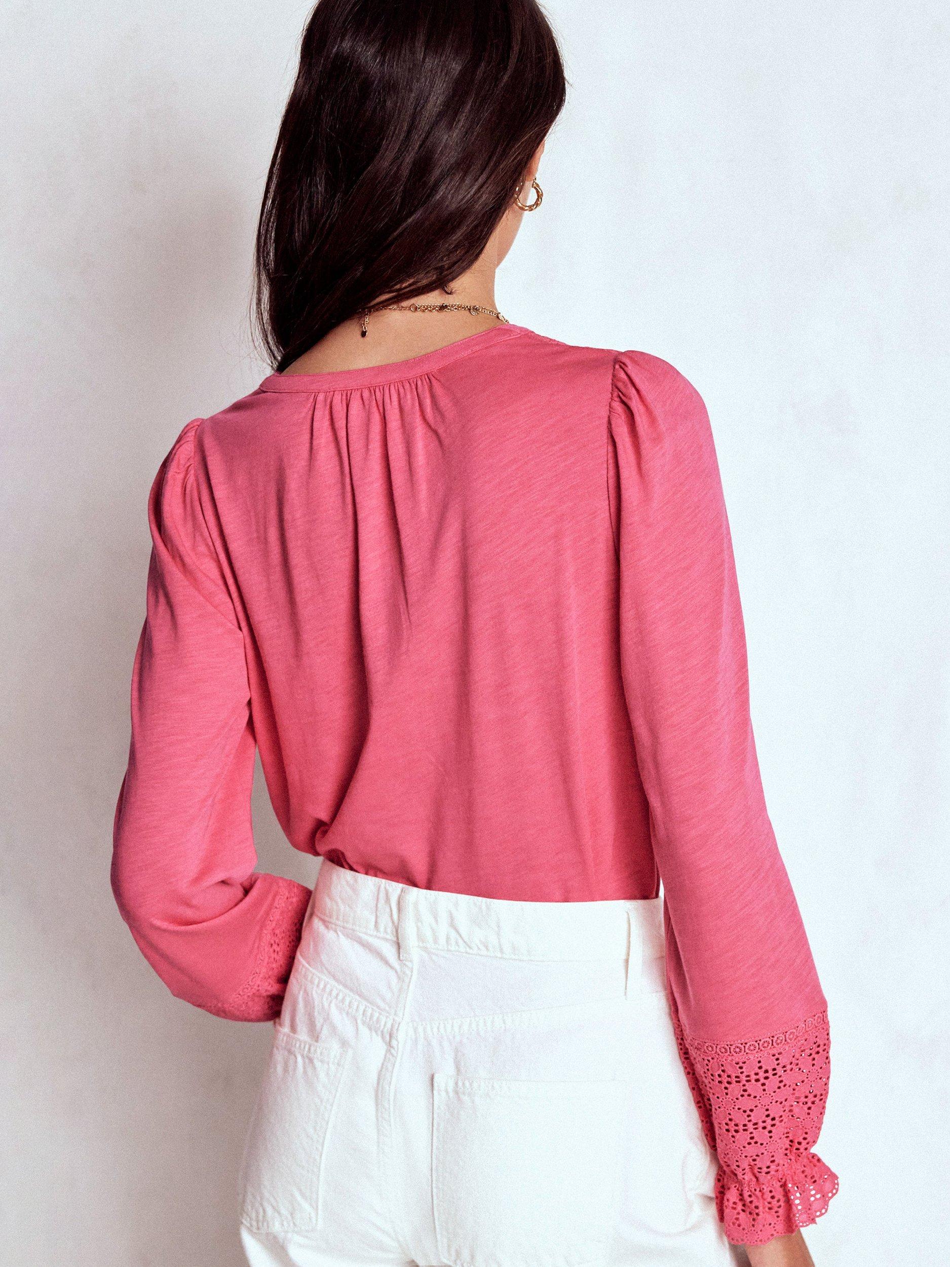 Product image 3 of 5, which shows Pippa Broderie Shirt, Rose Pink, 8