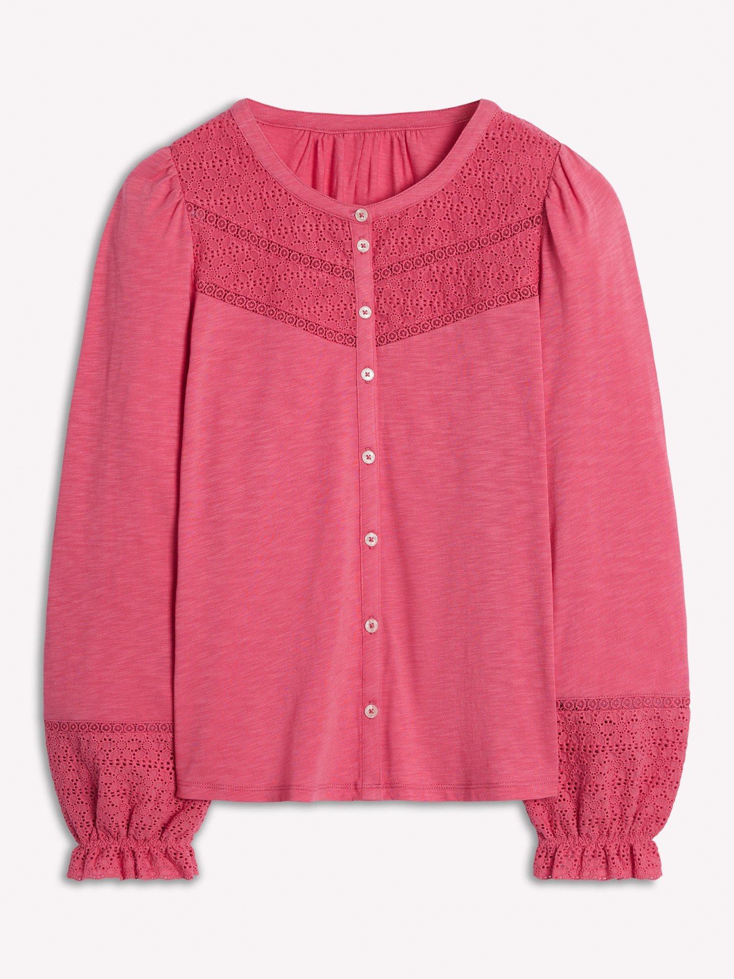Product image 5 of 5, which shows Pippa Broderie Shirt, Rose Pink, 8