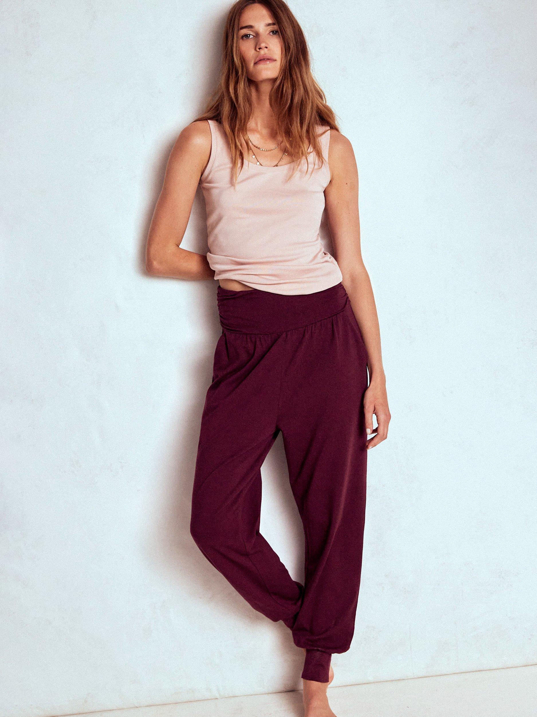 Product image 1 of 5, which shows Boden Hareem Joggers, Maroon Banner, 8
