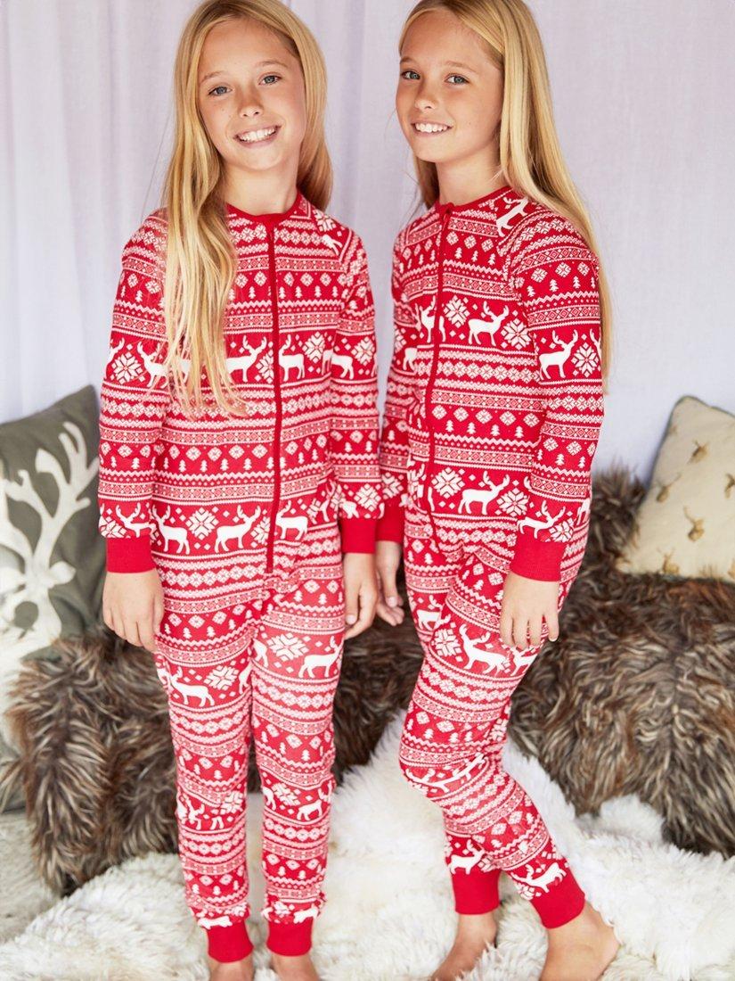 Product image 8 of 11, which shows The Little Tailor Baby & Kids Christmas Fair Isle Sleepsuit, Red, 0-3 months