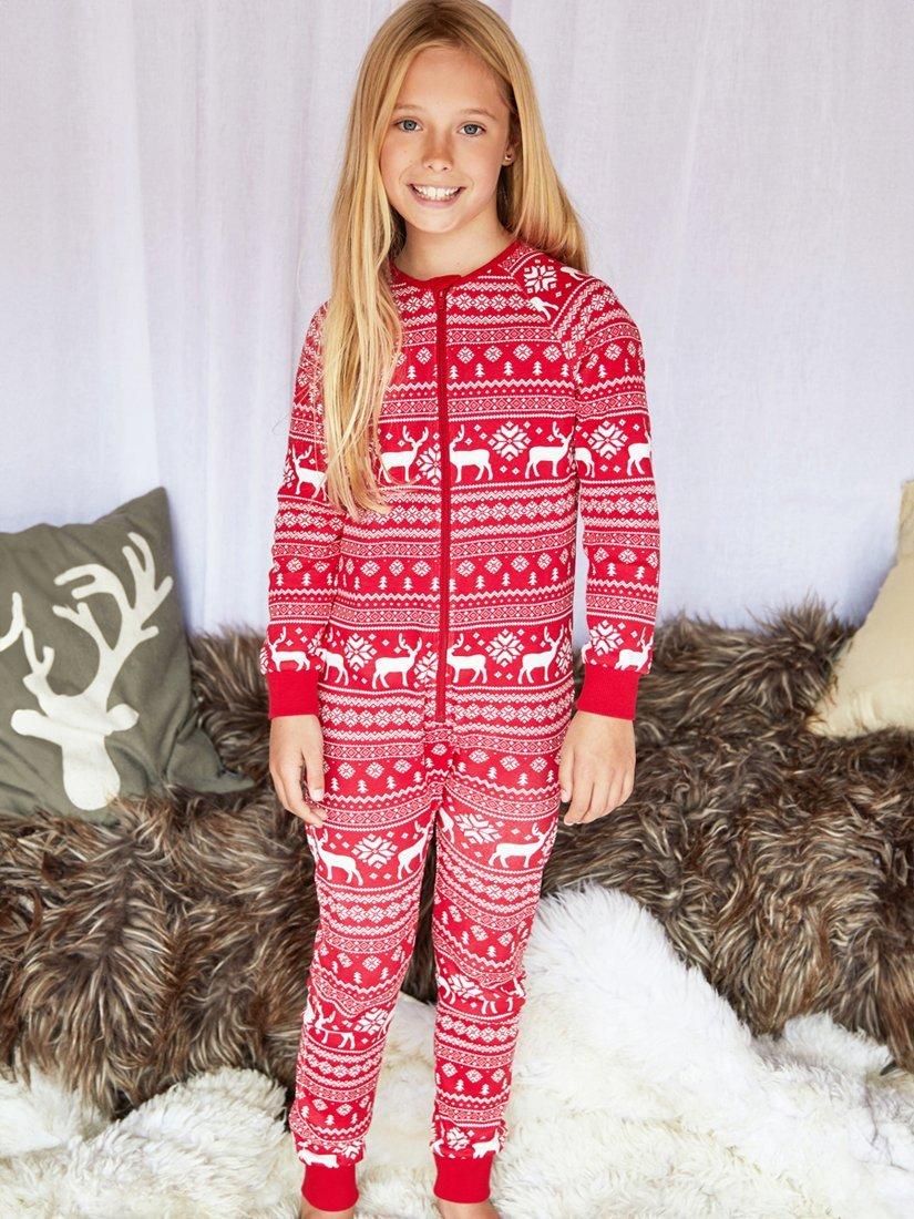 Product image 9 of 11, which shows The Little Tailor Baby & Kids Christmas Fair Isle Sleepsuit, Red, 0-3 months
