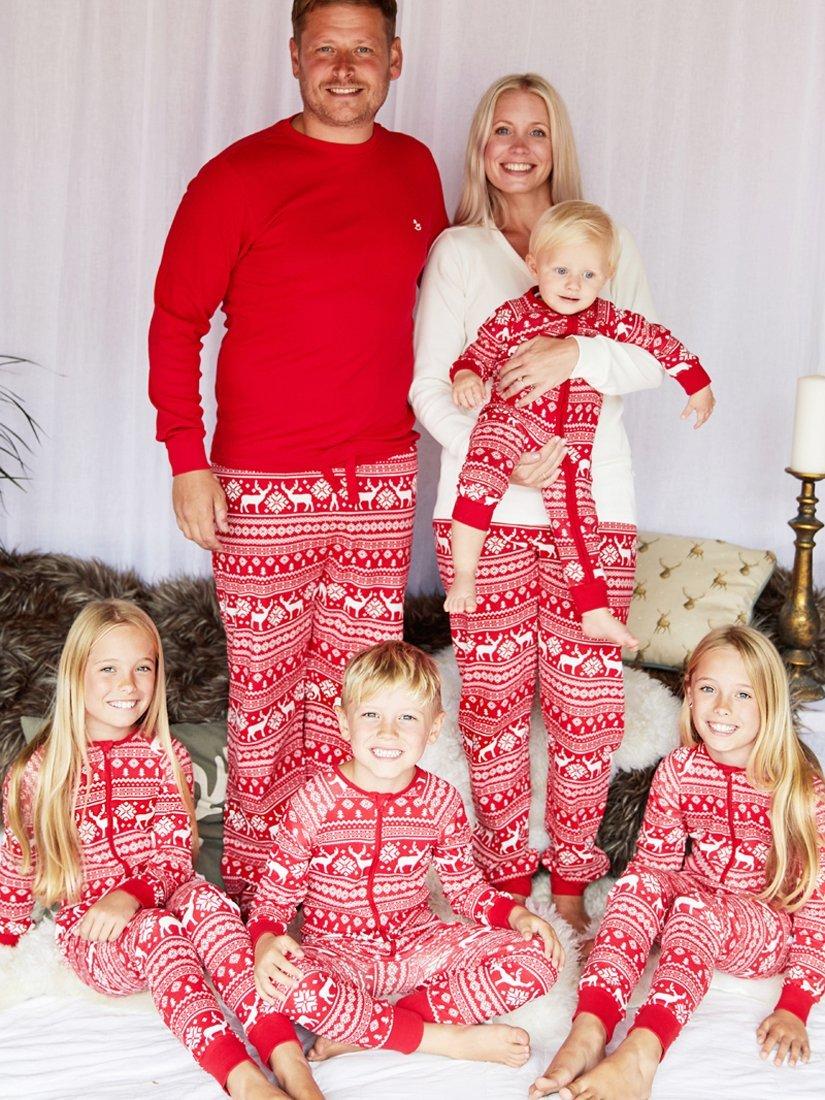 Product image 10 of 11, which shows The Little Tailor Baby & Kids Christmas Fair Isle Sleepsuit, Red, 0-3 months