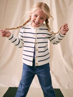 Crew Clothing Kids' Striped Cardigan, White
