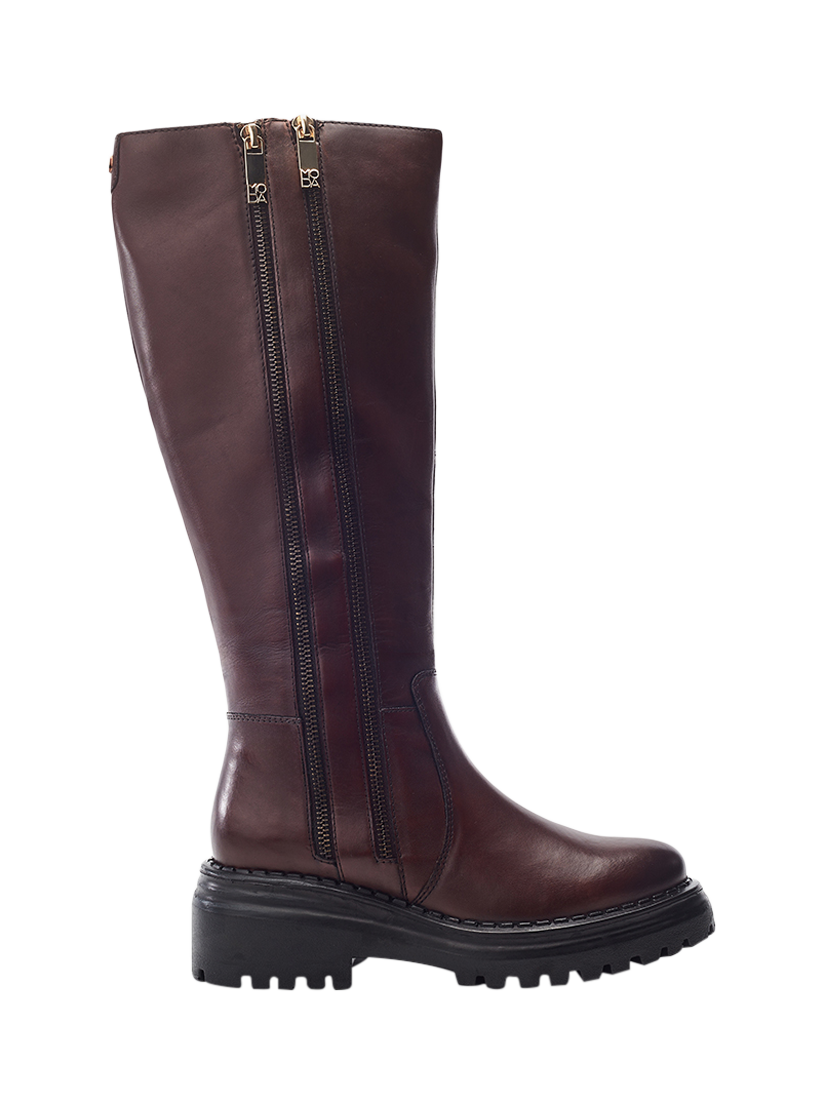 Product image 1 of 4, which shows Moda in Pelle Camilio Knee High Leather Boots, Dark Brown, 3