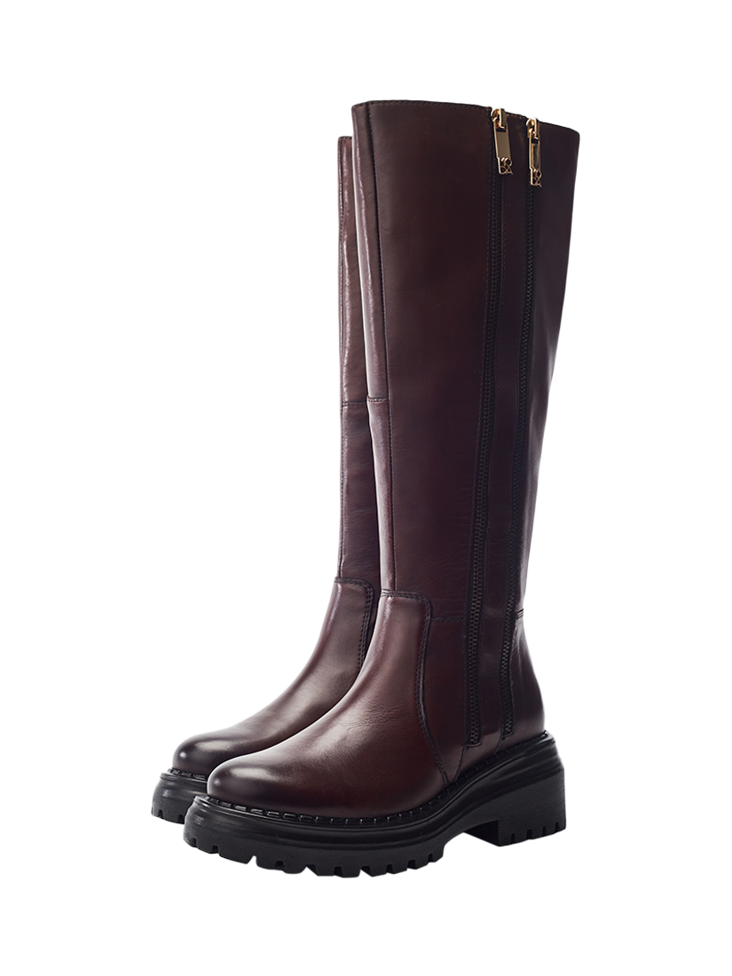 Product image 2 of 4, which shows Moda in Pelle Camilio Knee High Leather Boots, Dark Brown, 3