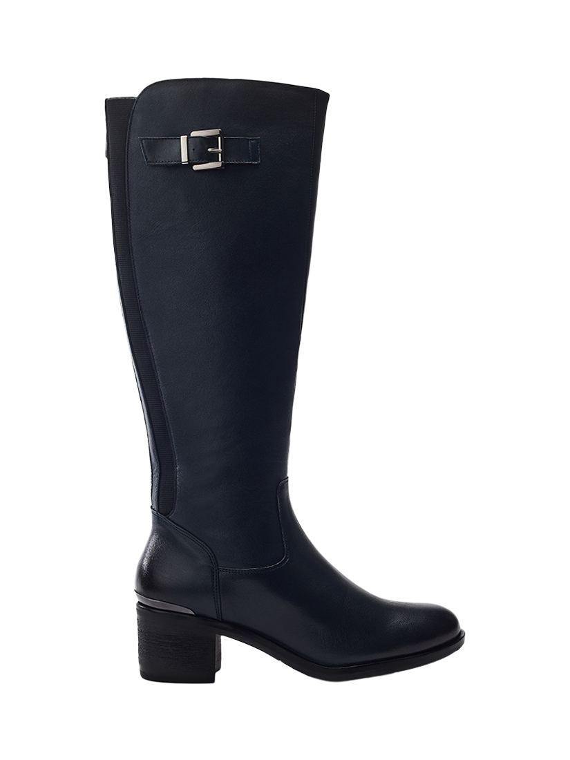 Product image 1 of 4, which shows Moda in Pelle Sansho Leather Riding Boots, Navy, 3