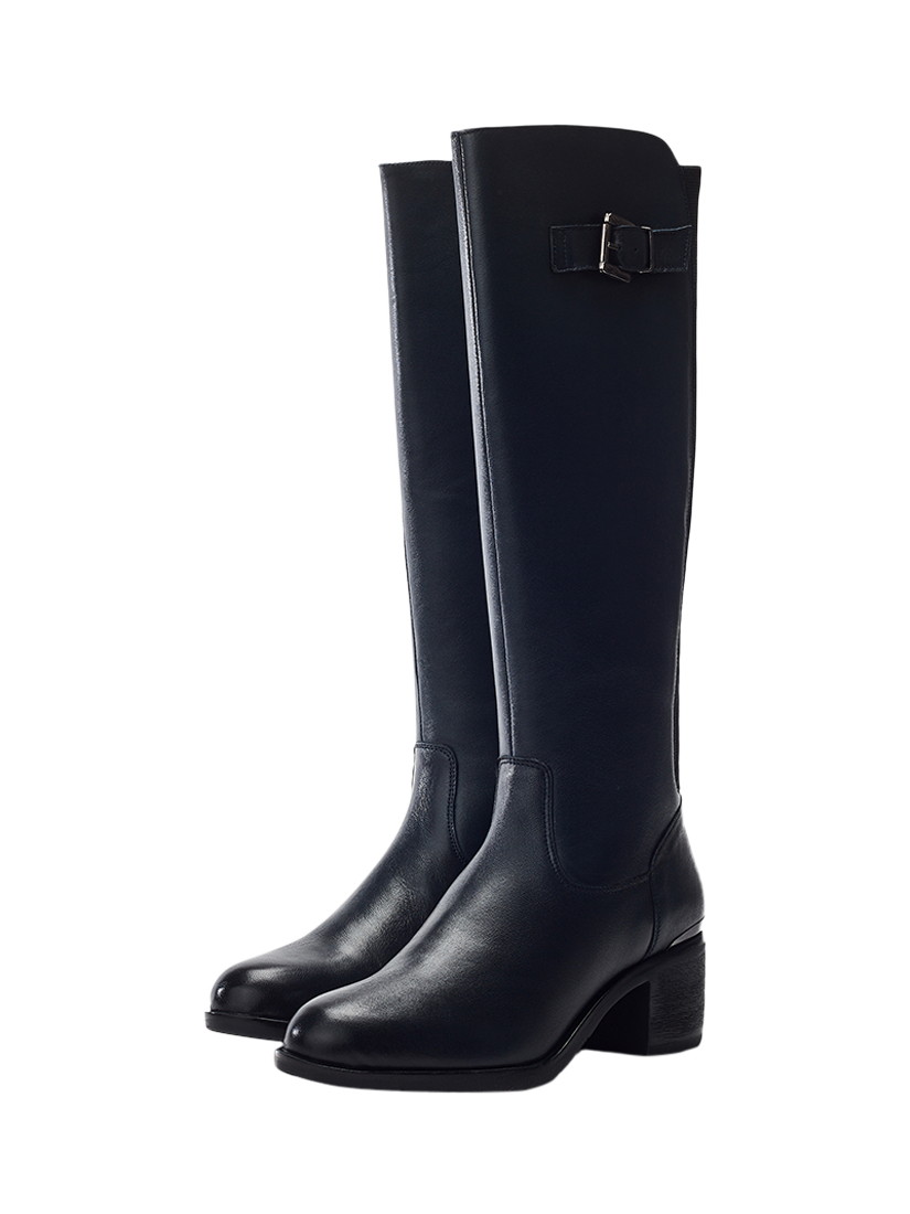 Product image 2 of 4, which shows Moda in Pelle Sansho Leather Riding Boots, Navy, 3