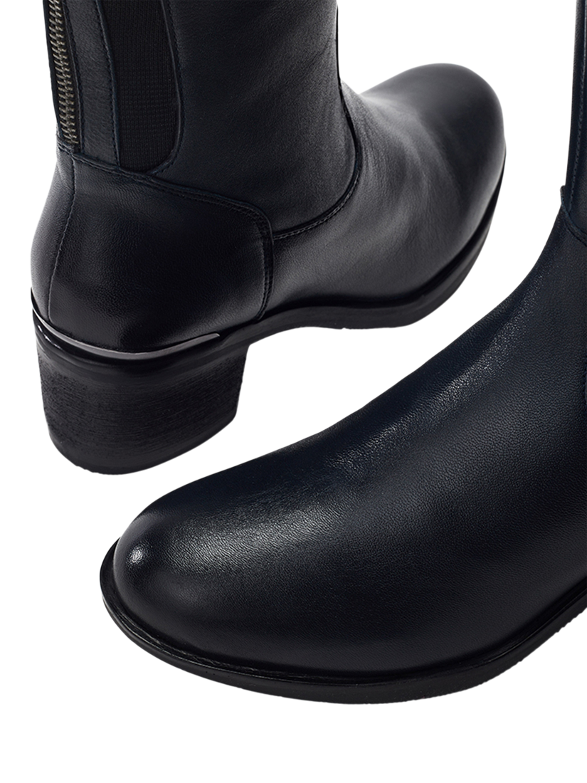 Product image 3 of 4, which shows Moda in Pelle Sansho Leather Riding Boots, Navy, 3