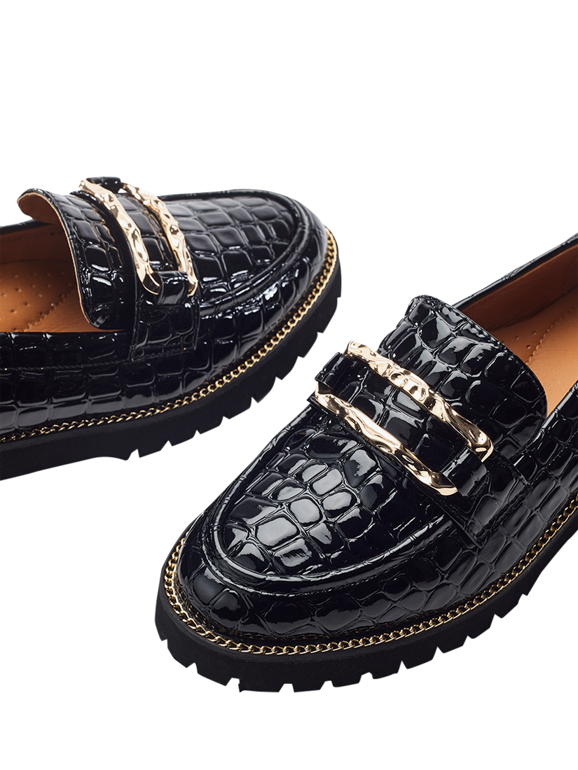 Product image 4 of 4, which shows Moda in Pelle Egoma Leather Loafers, Black, 3
