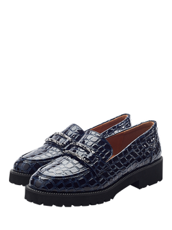 Moda in Pelle Egoma Leather Loafers - view 2, Navy