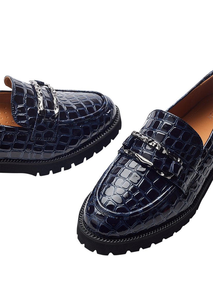 Product image 4 of 4, which shows Moda in Pelle Egoma Leather Loafers, Navy, 3