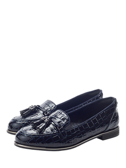 Moda in Pelle Erinn Tassel Patent Leather Loafers, Navy - view 2, Navy