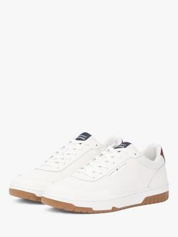 Tommy Hilfiger Leather Blend Lightweight Basketball Trainers, White/Multi - view 2, White/Multi