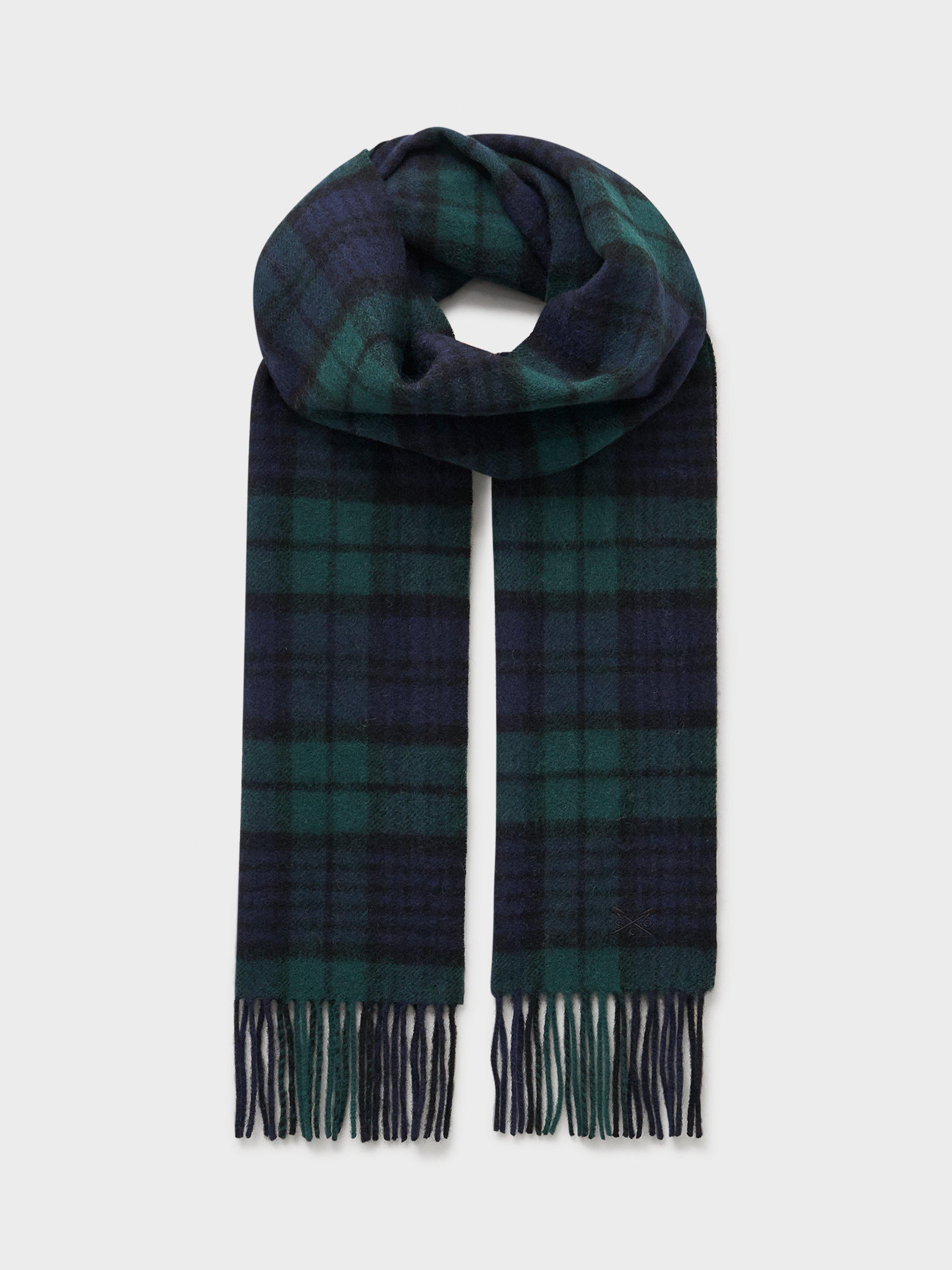 Product image 1 of 2, which shows Crew Clothing Pure Wool Checked Scarf, Black