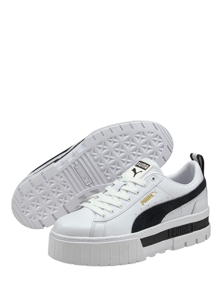 PUMA Mayze Leather Wns Platform Trainers - view 2, Puma White-black