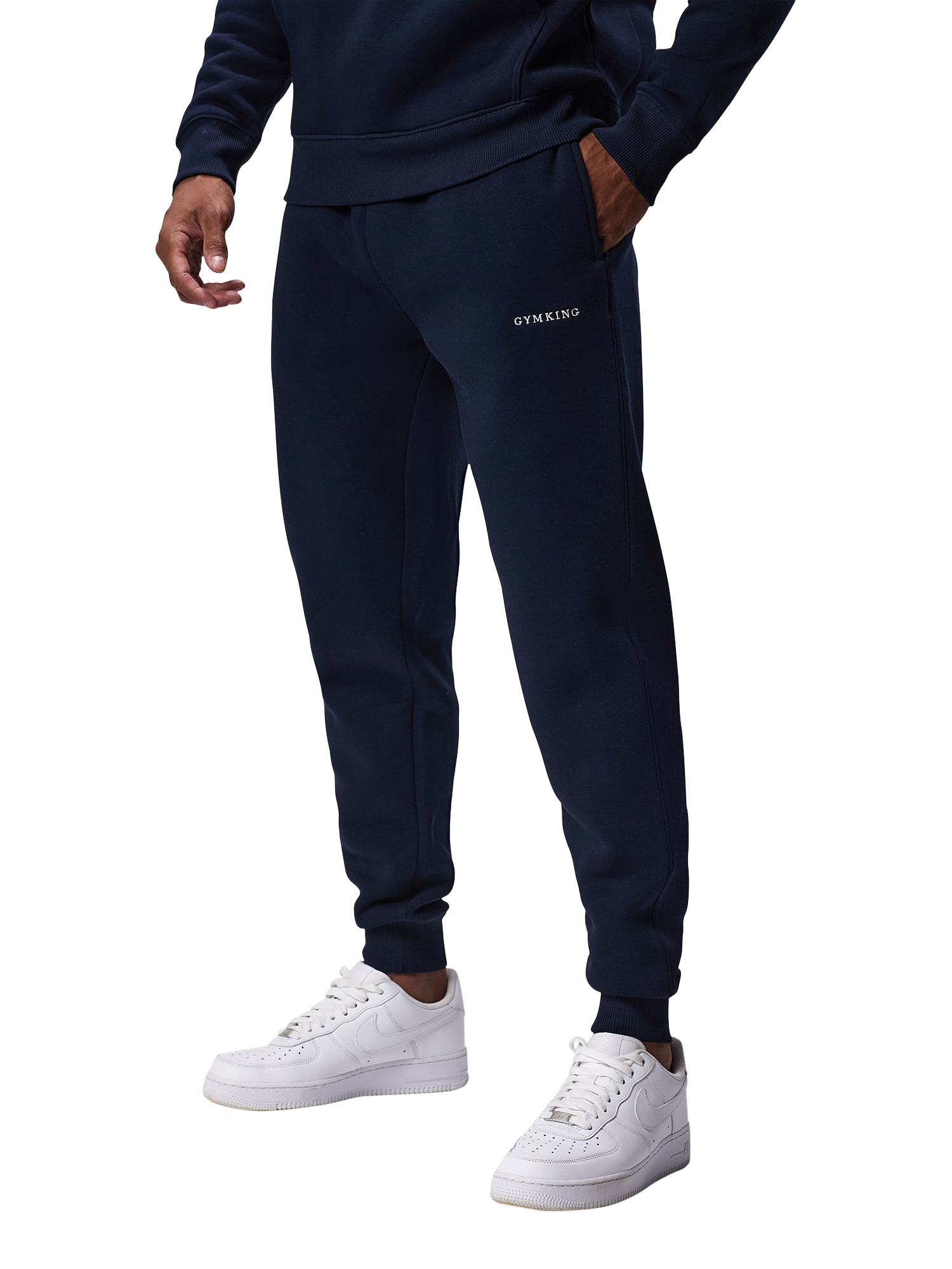 Product image 1 of 7, which shows Gym King Men's Cotton Blend Joggers, Navy, S