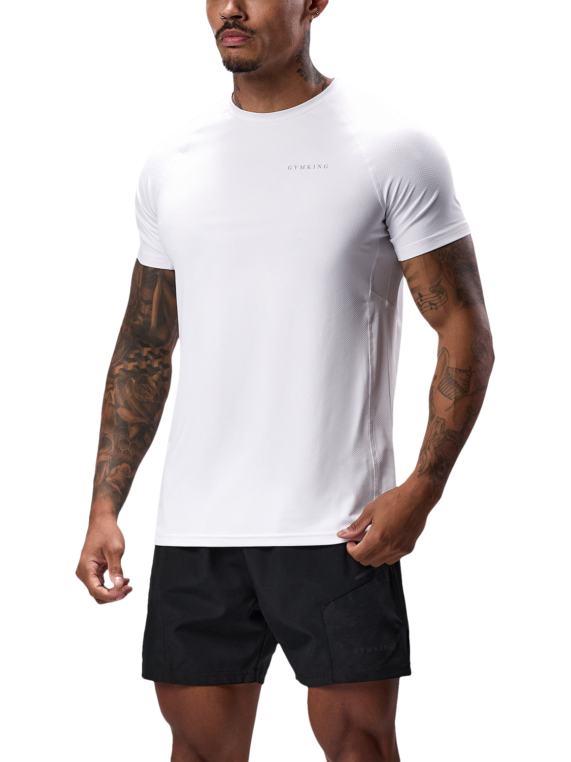 Product image 1 of 11, which shows Gym King Men's Performance T-Shirt, White, XXL