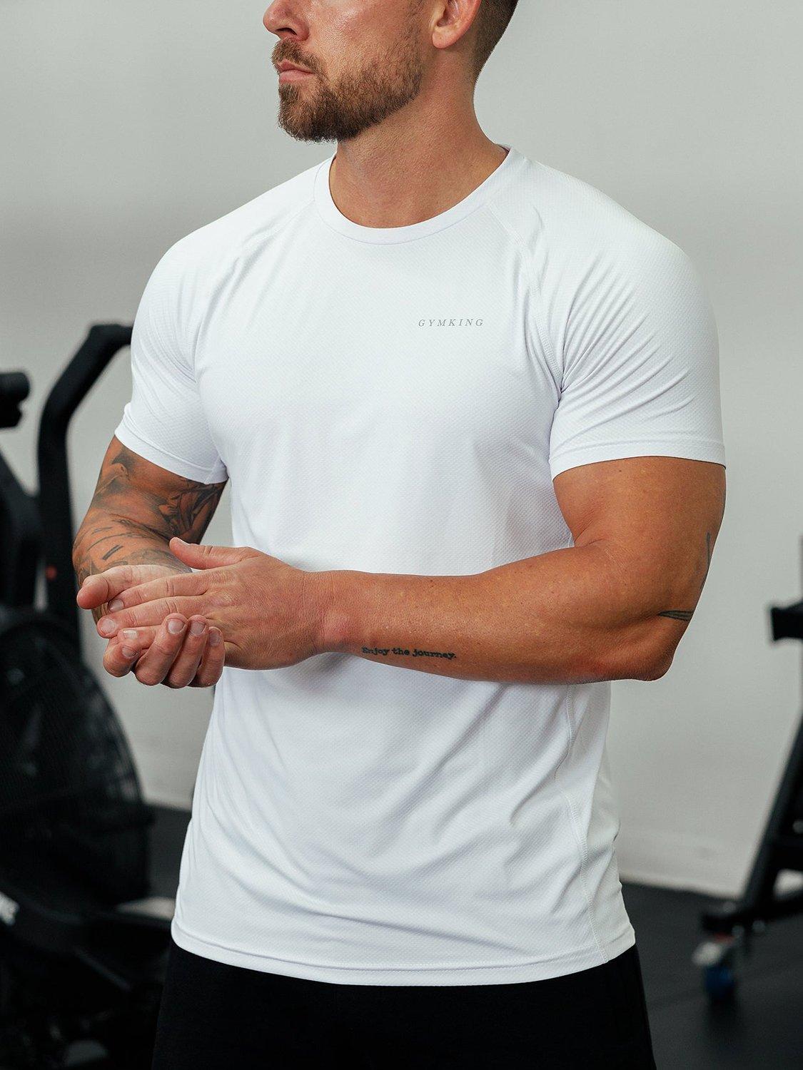 Product image 3 of 11, which shows Gym King Men's Performance T-Shirt, White, XXL