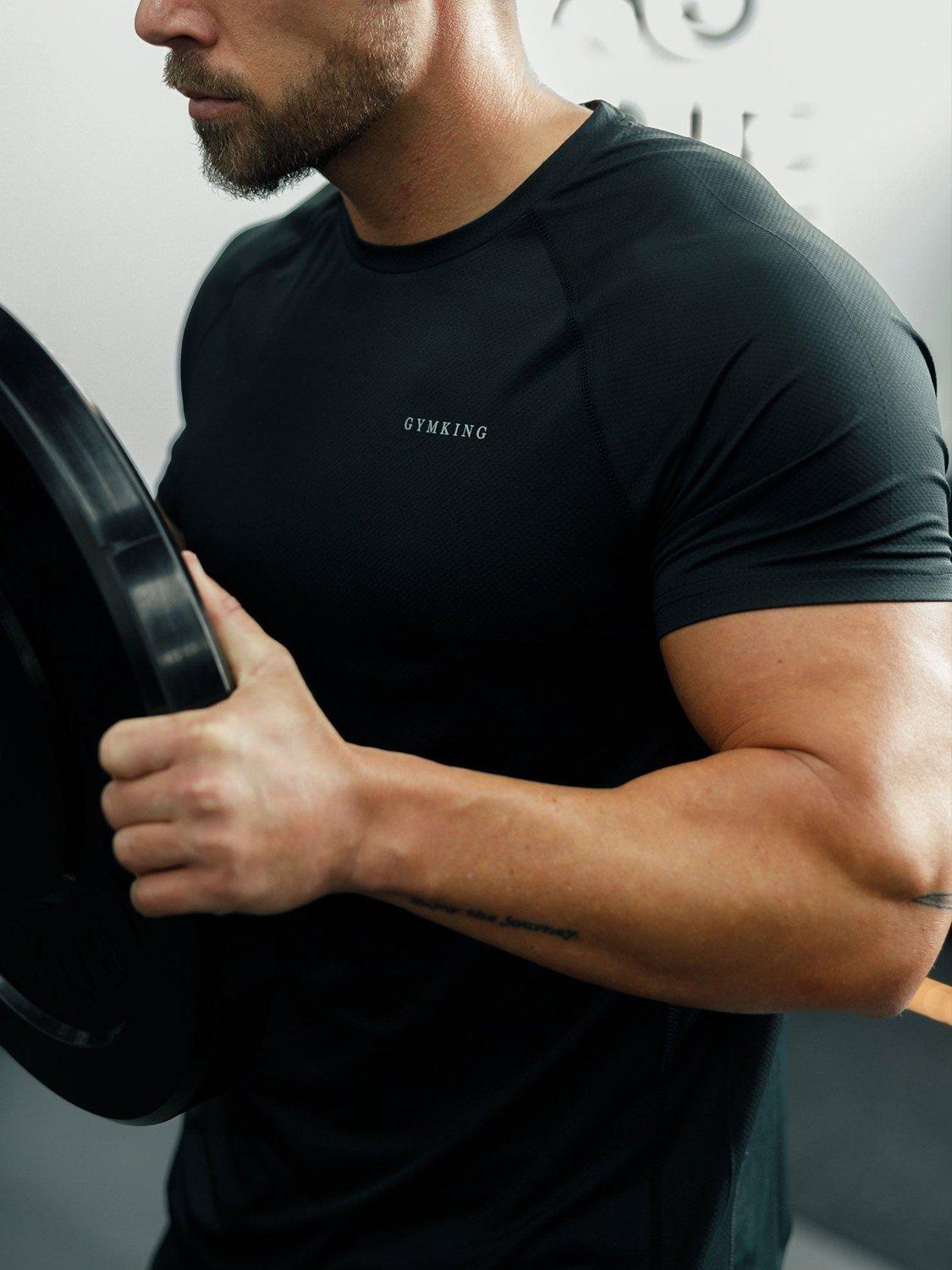 Product image 4 of 11, which shows Gym King Men's Performance T-Shirt, Black, XS