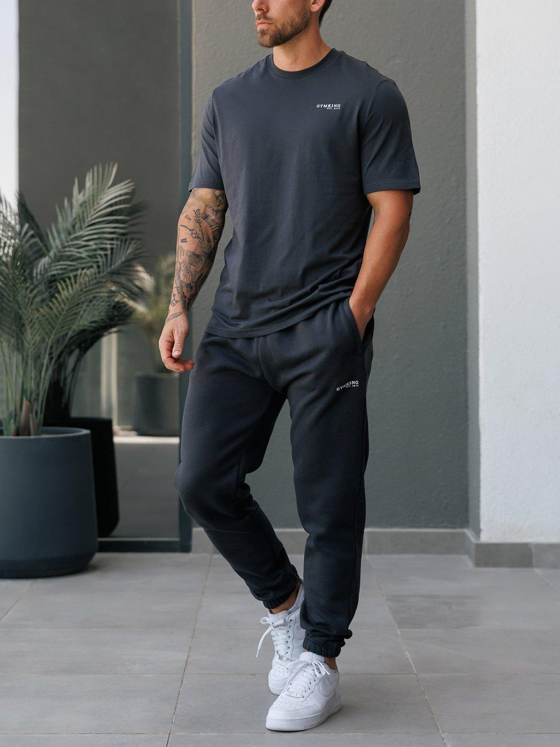 Product image 3 of 9, which shows Gym King Cotton Rich Established Joggers, Grey, XS
