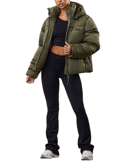 Gym King Women's Hooded Cropped Padded Jacket - view 2, Iridescent Khaki