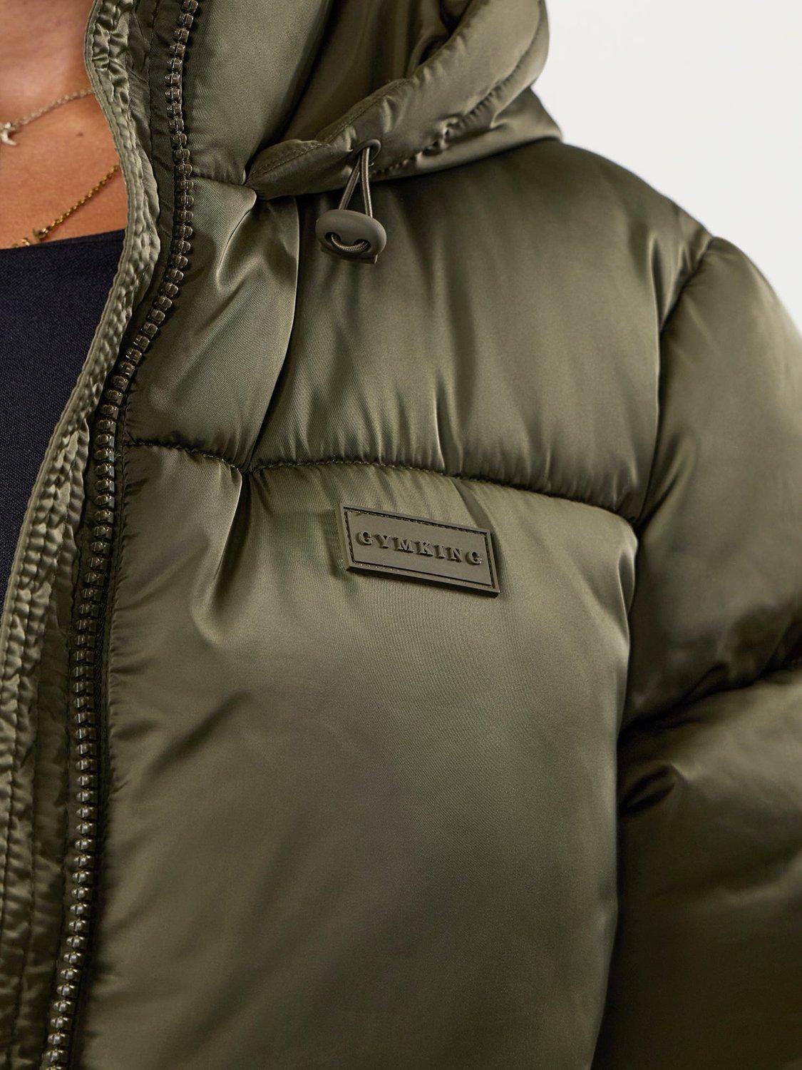 Product image 8 of 11, which shows Gym King Women's Hooded Cropped Padded Jacket, Iridescent Khaki, 16