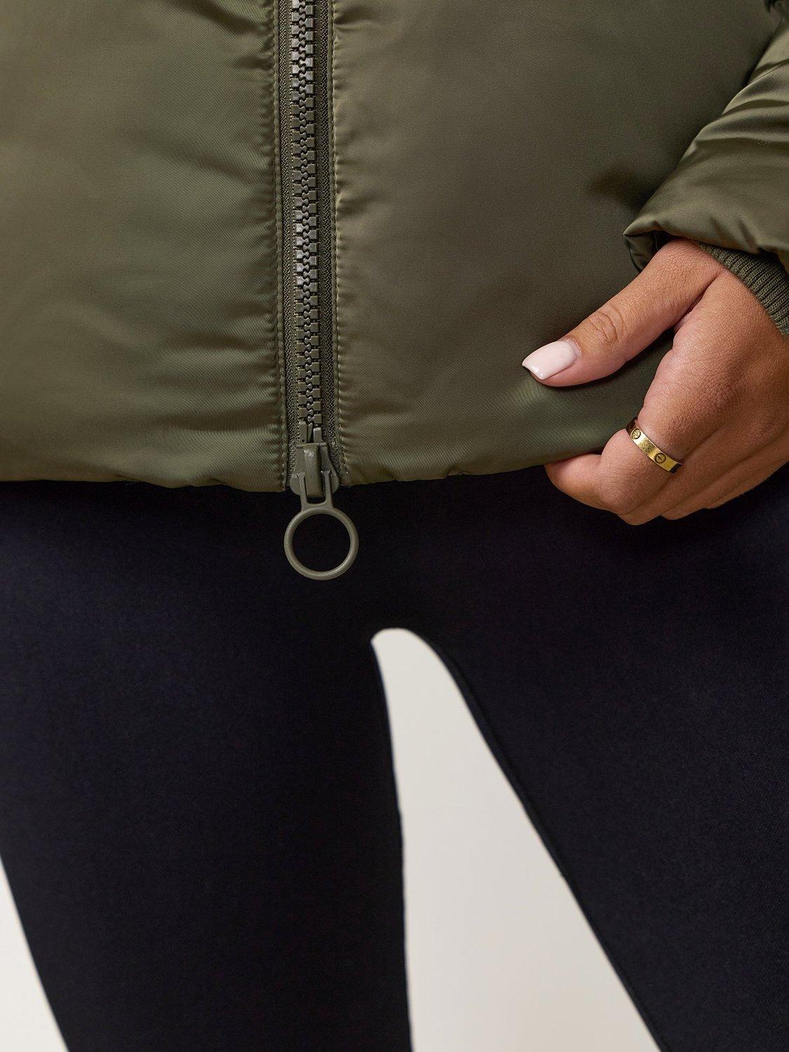 Product image 10 of 11, which shows Gym King Women's Hooded Cropped Padded Jacket, Iridescent Khaki, 16