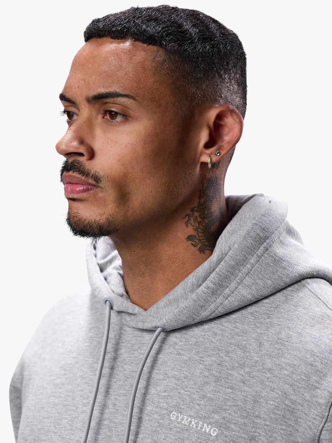 Product image 11 of 11, which shows Gym King Cotton Blend Linear Hoodie, Grey Marl, XL