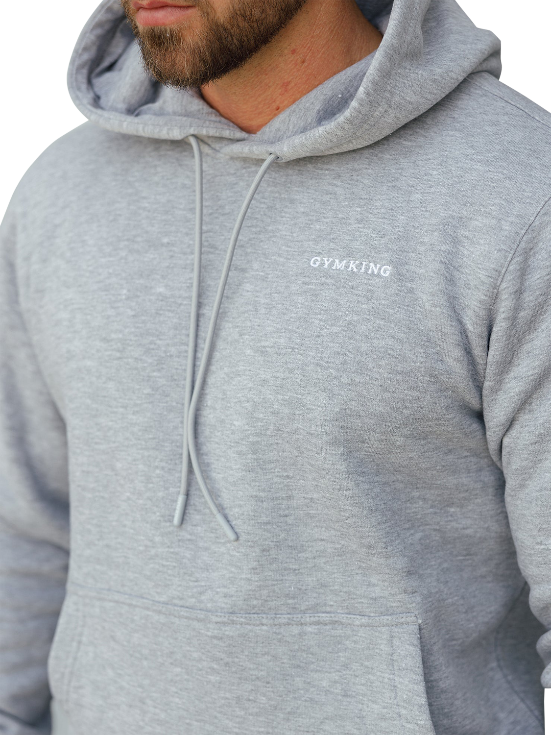 Product image 6 of 11, which shows Gym King Cotton Blend Linear Hoodie, Grey Marl, XL