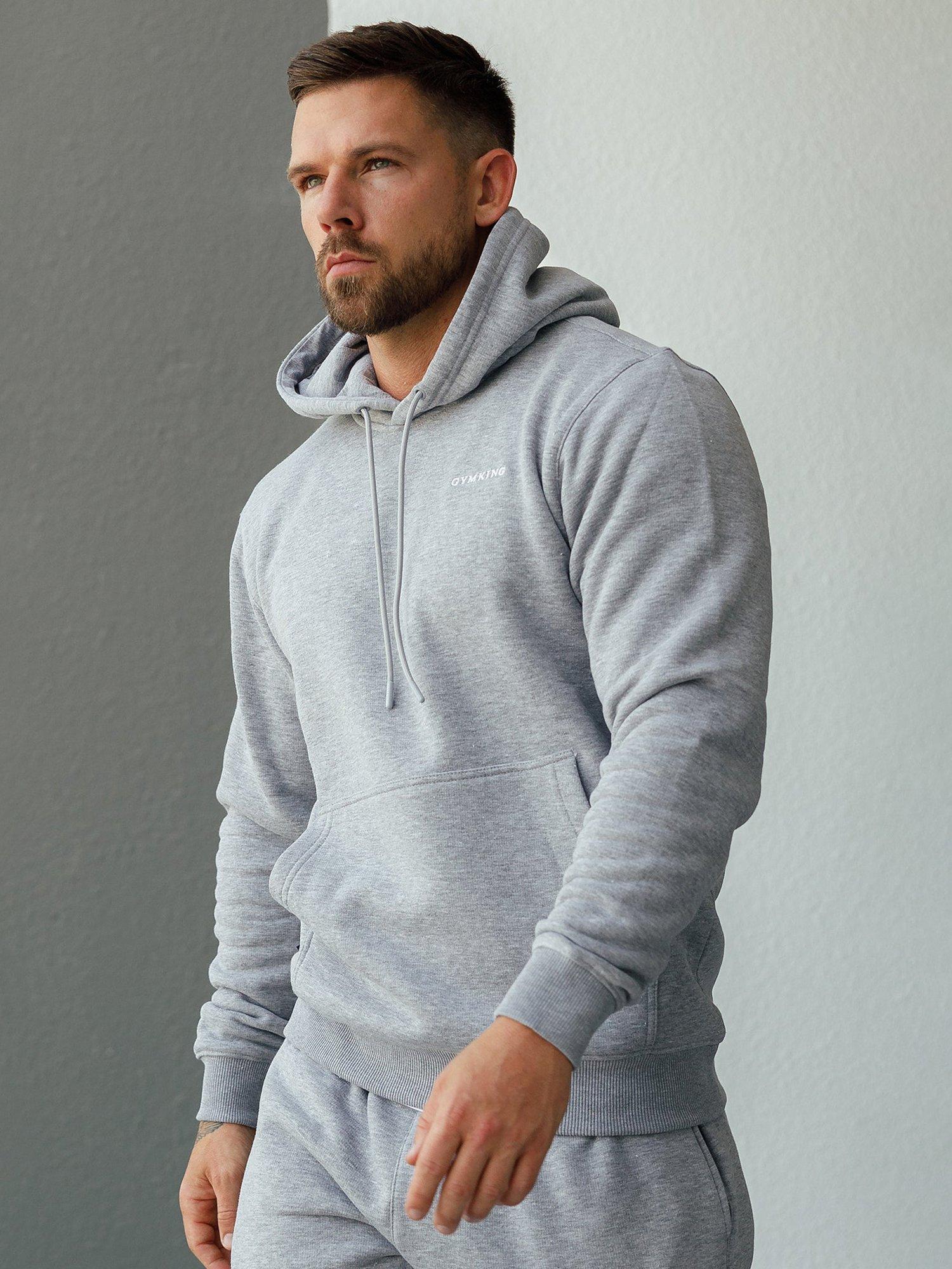 Product image 7 of 11, which shows Gym King Cotton Blend Linear Hoodie, Grey Marl, XL