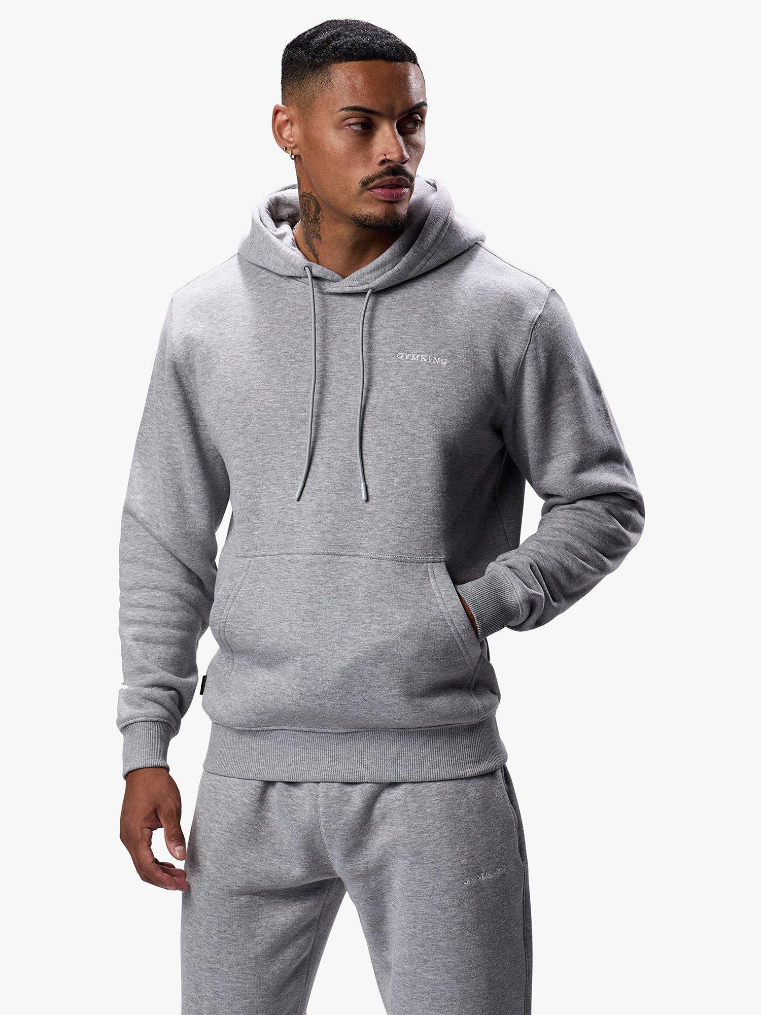 Product image 8 of 11, which shows Gym King Cotton Blend Linear Hoodie, Grey Marl, XL