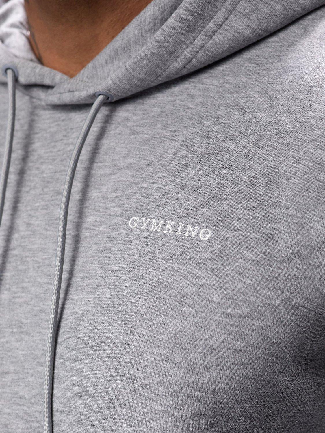 Product image 10 of 11, which shows Gym King Cotton Blend Linear Hoodie, Grey Marl, XL