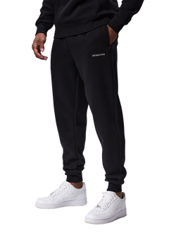 Gym King Cotton Rich Linear Drawstring Joggers, Black, Black