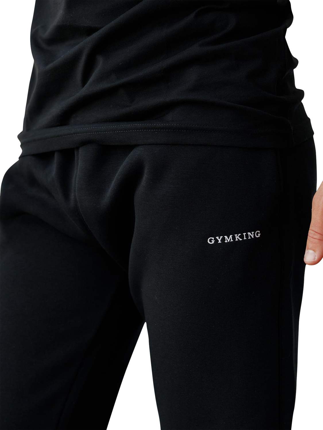 Product image 5 of 10, which shows Gym King Cotton Rich Linear Drawstring Joggers, Black, S