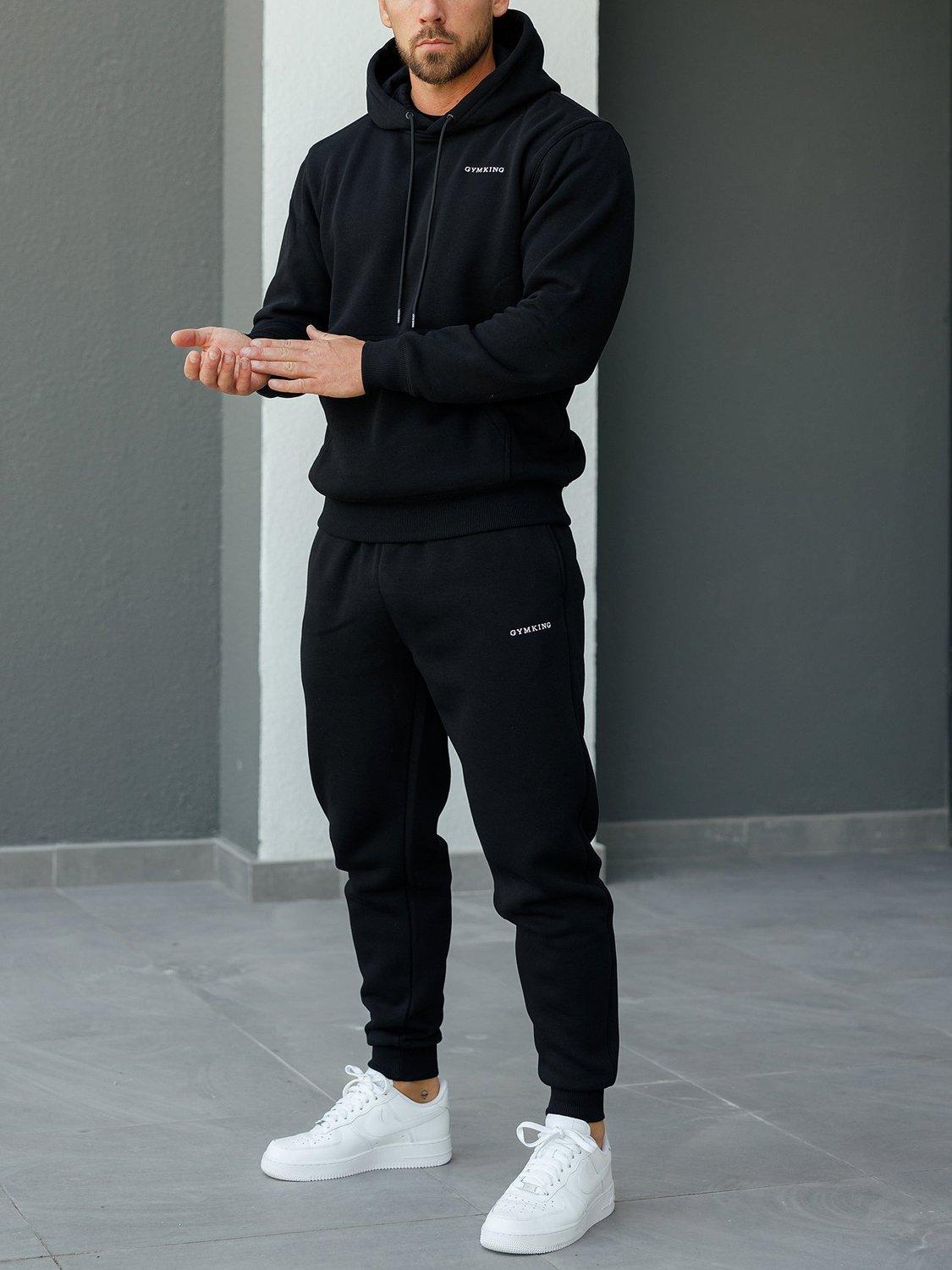 Product image 6 of 10, which shows Gym King Cotton Rich Linear Drawstring Joggers, Black, S
