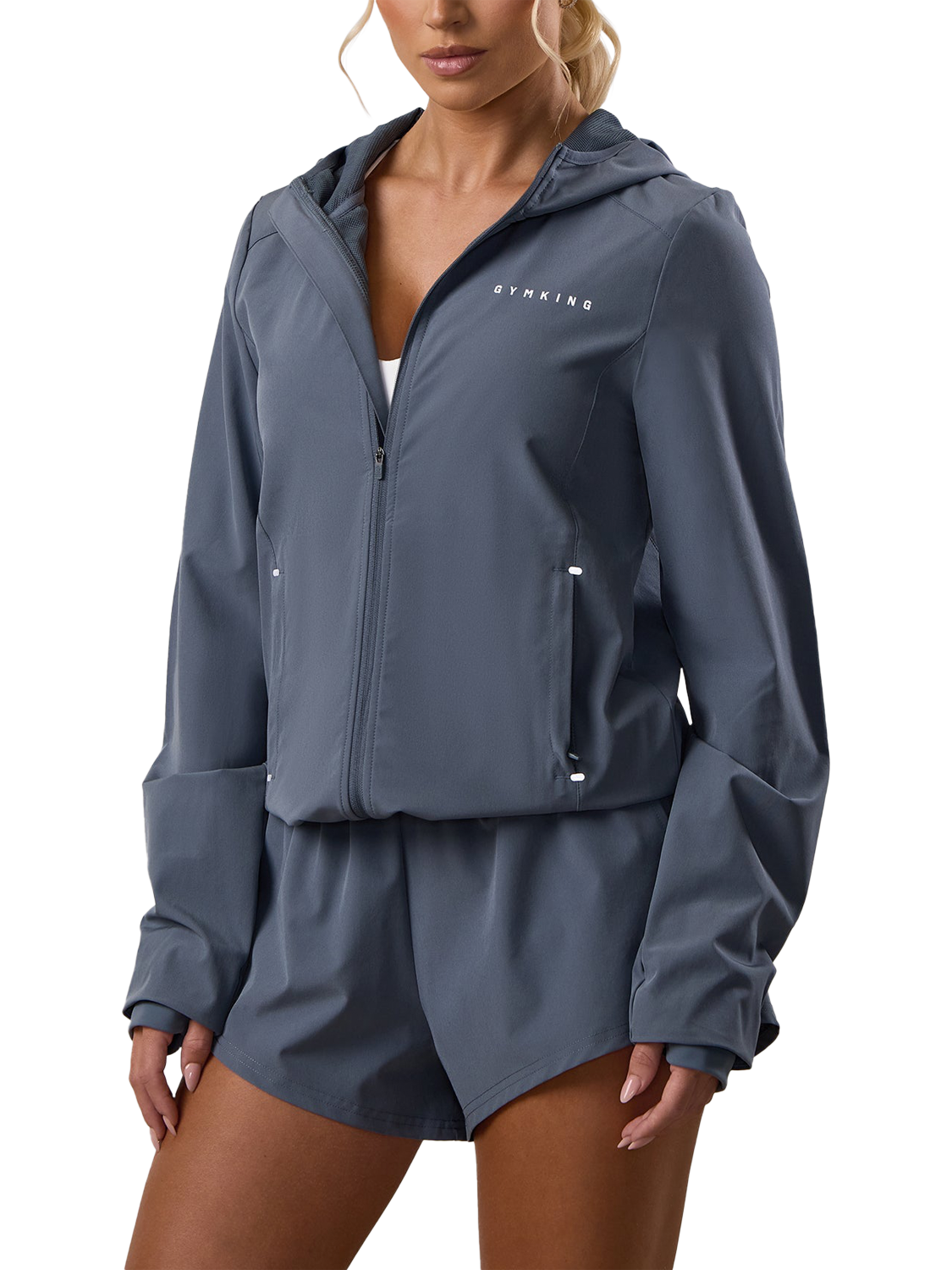 Product image 3 of 7, which shows Gym King Adapt Windbreaker Fitness Jacket, Storm Blue, 16