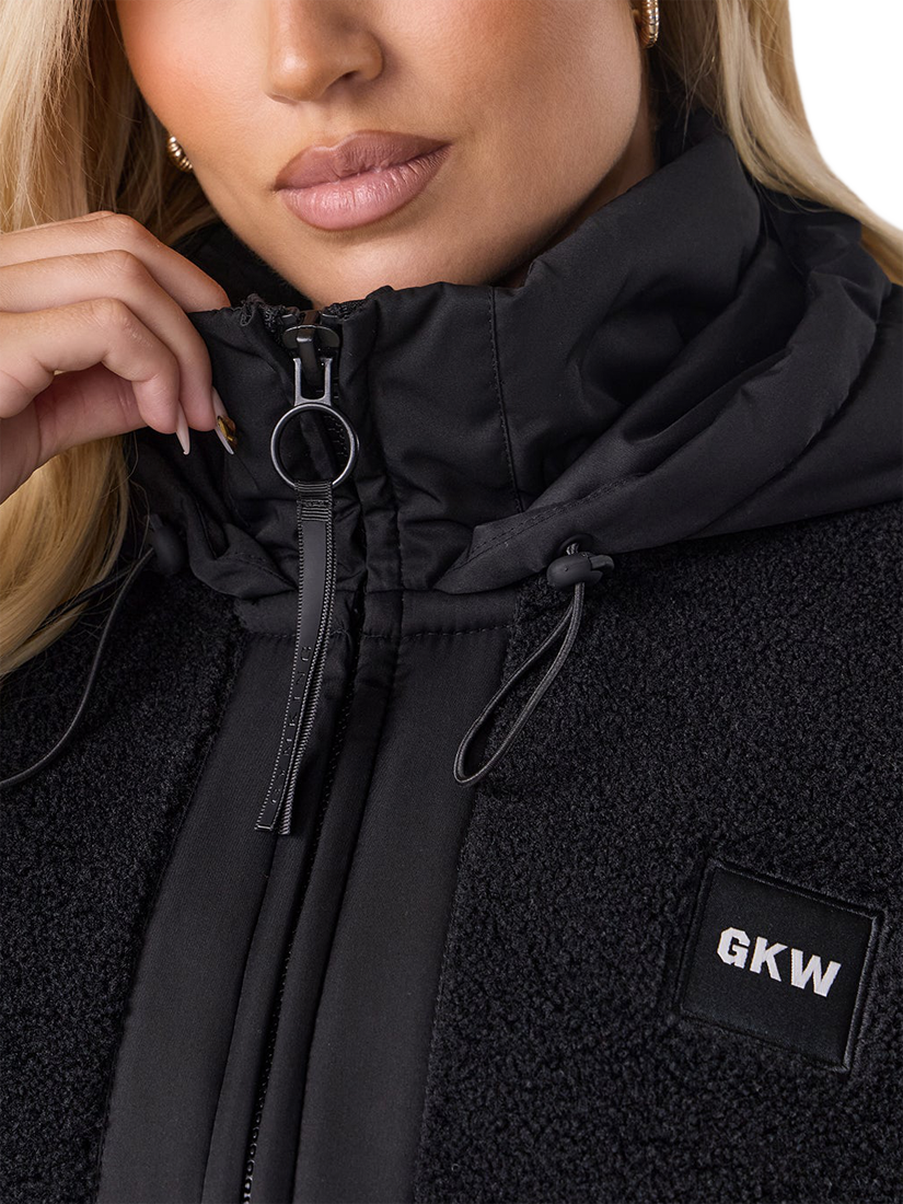 Product image 5 of 10, which shows Gym King Women's Hooded Borg Jacket, Black, 6