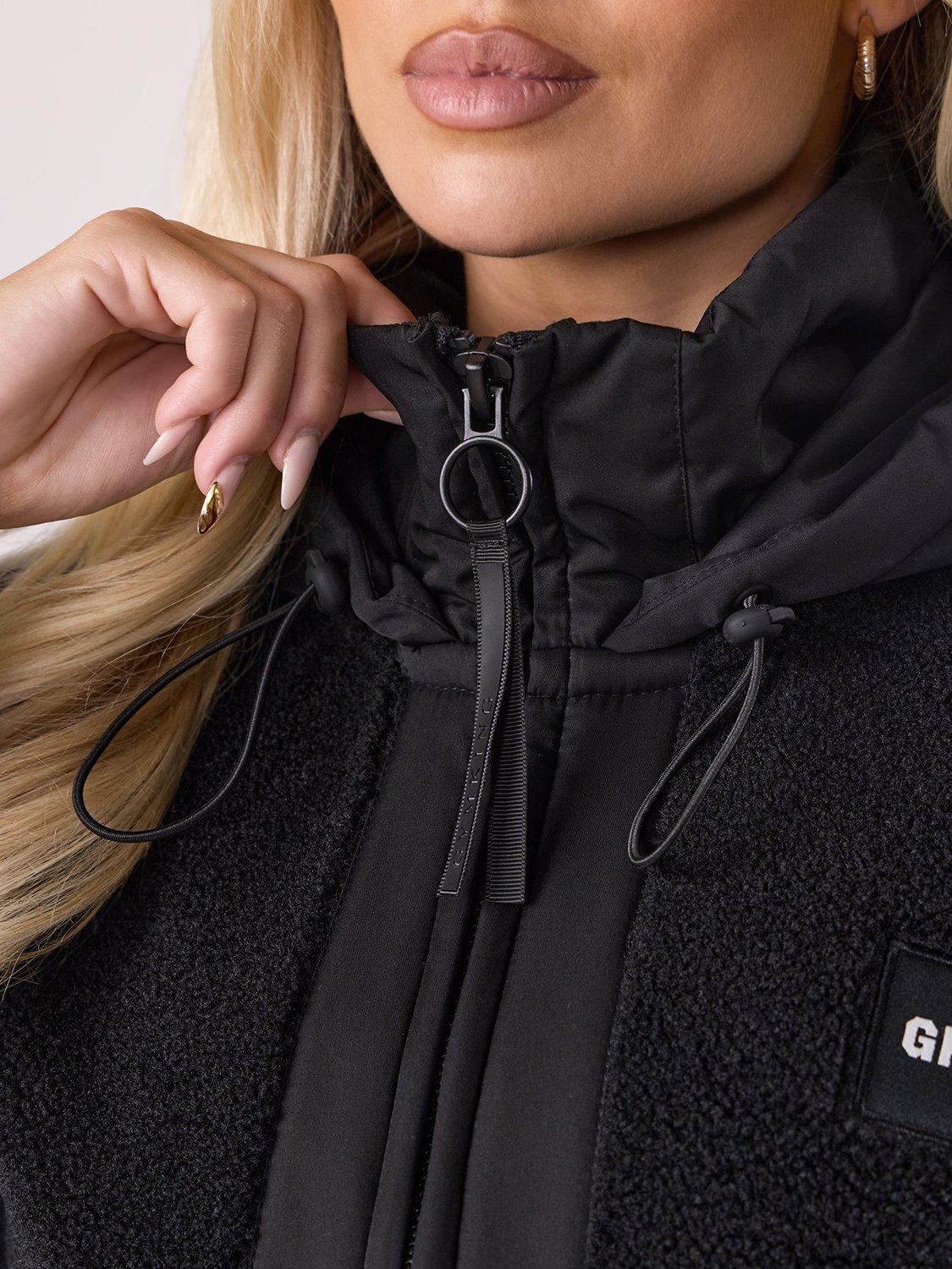 Product image 6 of 10, which shows Gym King Women's Hooded Borg Jacket, Black, 6