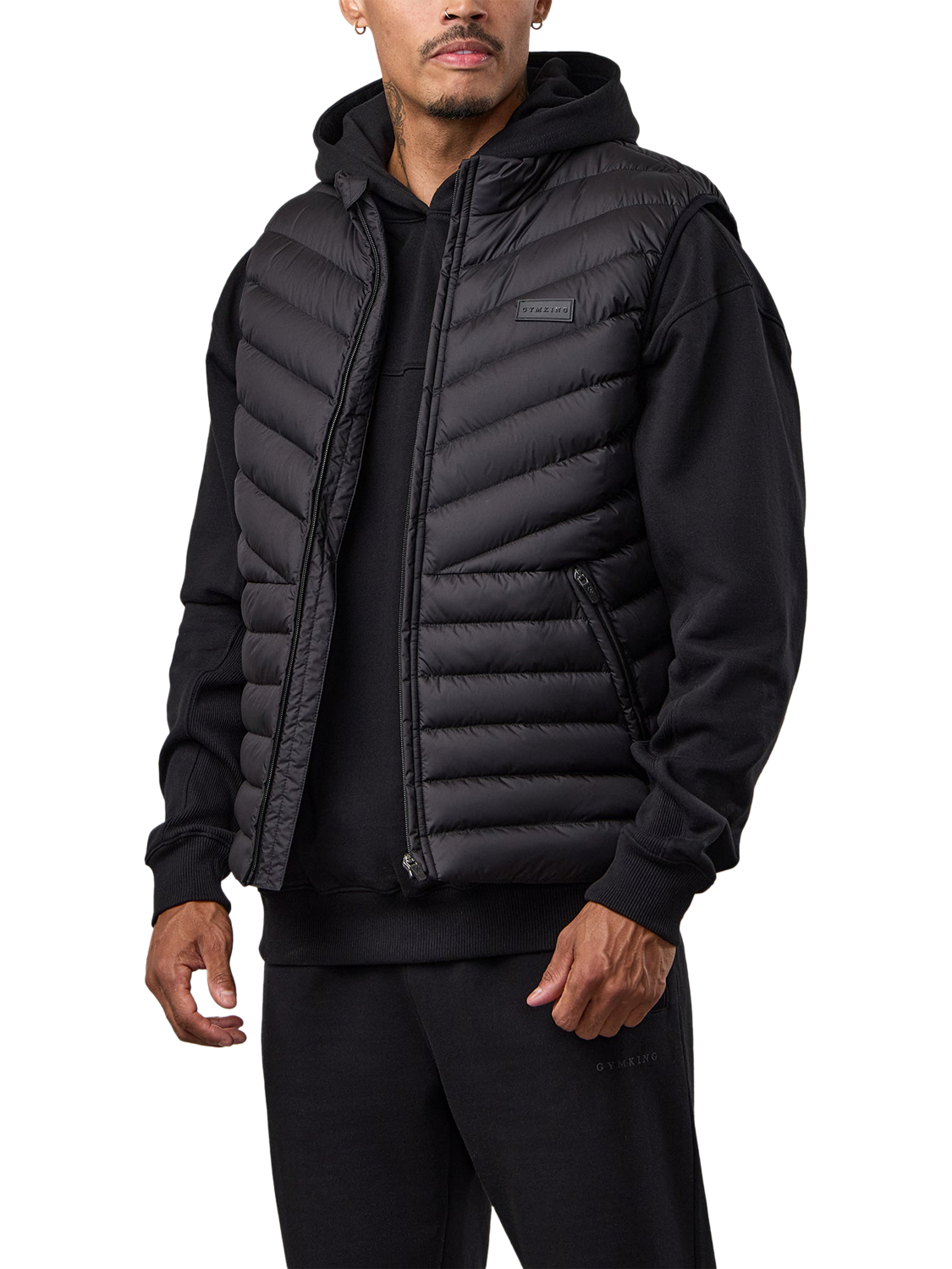 Product image 1 of 7, which shows Gym King Men's Endurance Puffer Gilet, Black, S