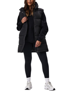 Gym King Women's Longline Padded Gilet, Black, Black