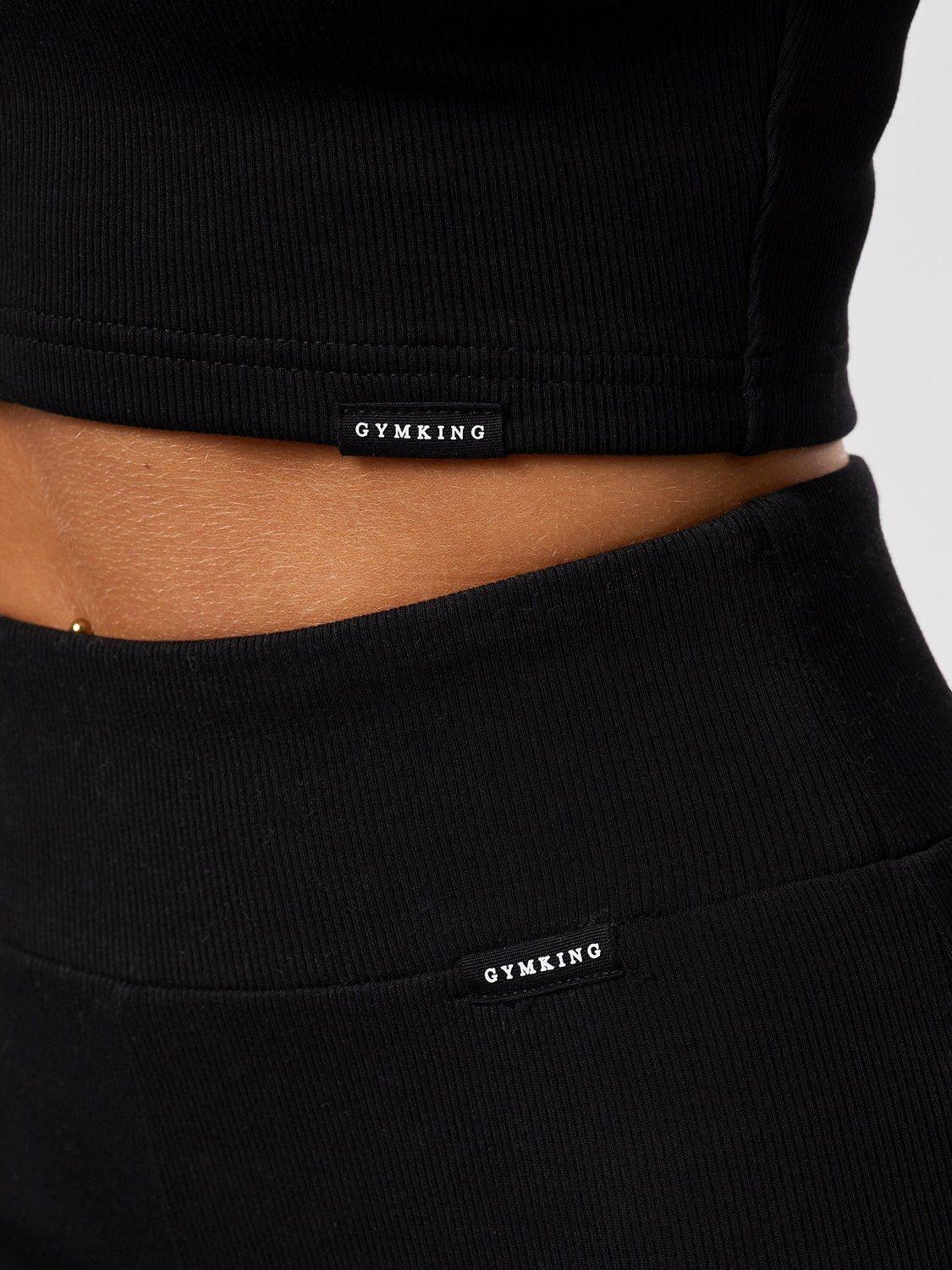 Product image 8 of 8, which shows Gym King Ribbed Flared Leggings, Black, 18