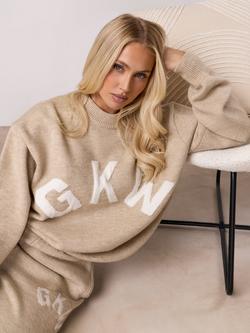 Gym King Oversized Knitted Sweatshirt, Beige Marl - view 2, Beige Marl